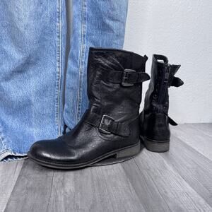 Steve Madden Moto Boots Black Size 6 1/2 Grunge Western Fall Downtown Girl